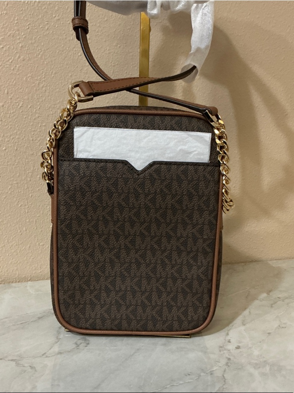 Michael Kors Jet Set Travel Medium Logo Crossbody Bag Brown Signature Print. - Picture 3 of 3